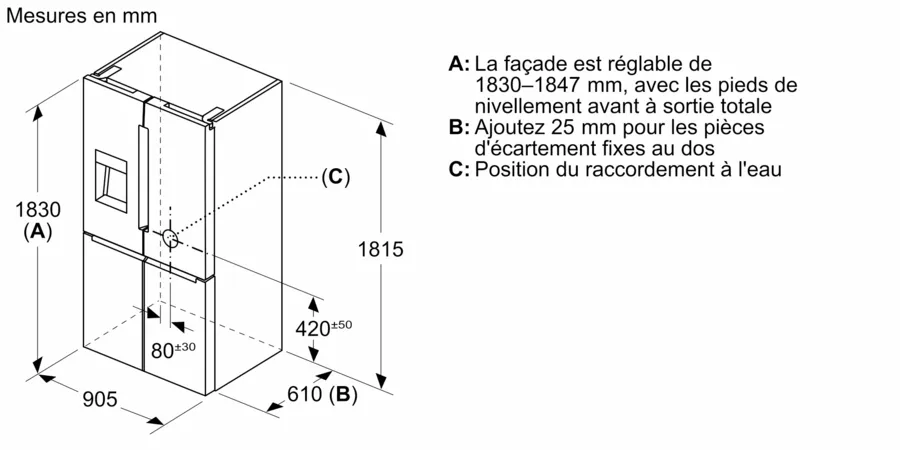 Série 6 Réfrigérateur multi-portes congélateur en bas 183 x 90.5 cm Acier brossé anti-traces, Total No Frost – Image 6