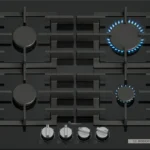 Table gaz 60 cm Verre trempé, Noir PPP6A6I40