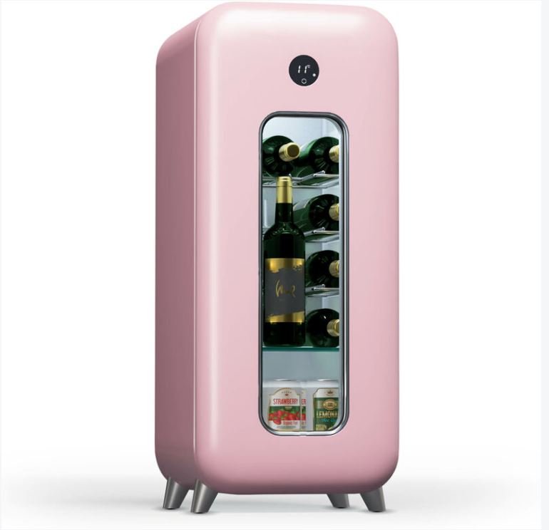Klarstein Cave a Vin Caves à Vin de Conservation Porte en Verre Cave a Vins à Zone Unique Bar Int/Ext Frigo Vin Armoire a Vin Cave a Vin de Vieillissement Cave à Vin de 15 Bouteilles Pink – Image 4