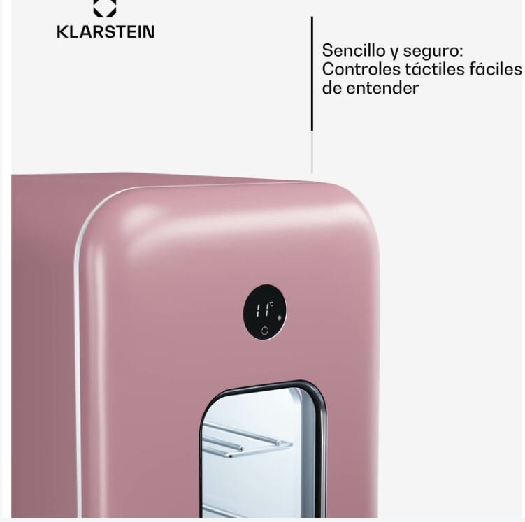 Klarstein Cave a Vin Caves à Vin de Conservation Porte en Verre Cave a Vins à Zone Unique Bar Int/Ext Frigo Vin Armoire a Vin Cave a Vin de Vieillissement Cave à Vin de 15 Bouteilles Pink – Image 3