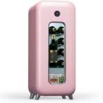 Klarstein Cave a Vin Caves à Vin de Conservation Porte en Verre Cave a Vins à Zone Unique Bar Int/Ext Frigo Vin Armoire a Vin Cave a Vin de Vieillissement Cave à Vin de 15 Bouteilles Pink